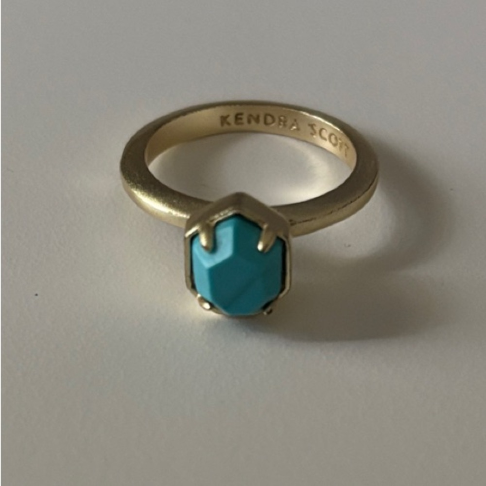 Kendra Scott Gold Ring with Turquoise Marbled Stone